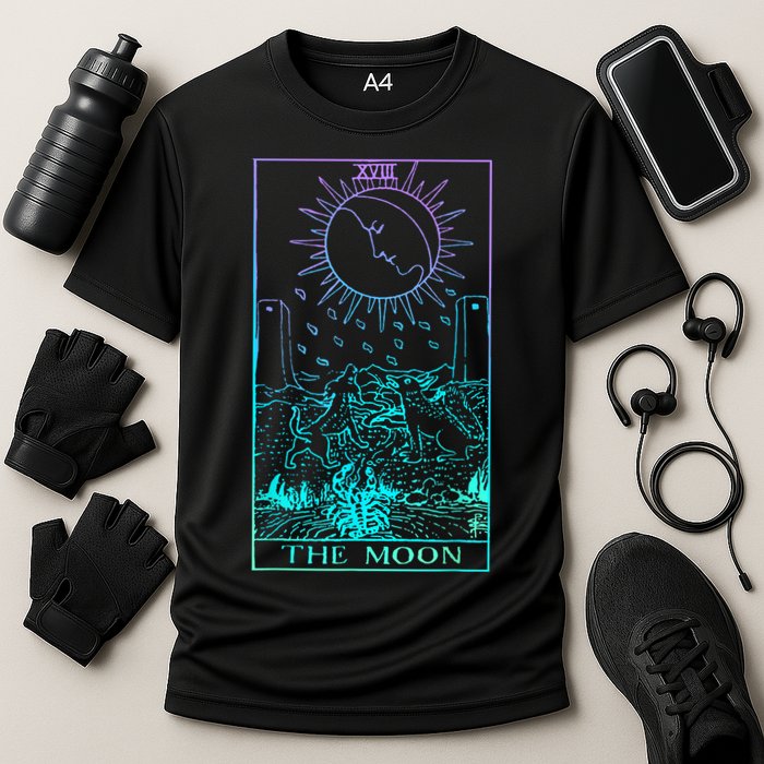 The Moon Tarot Card Rider Waite Witchy Cooling Performance Crew T-Shirt