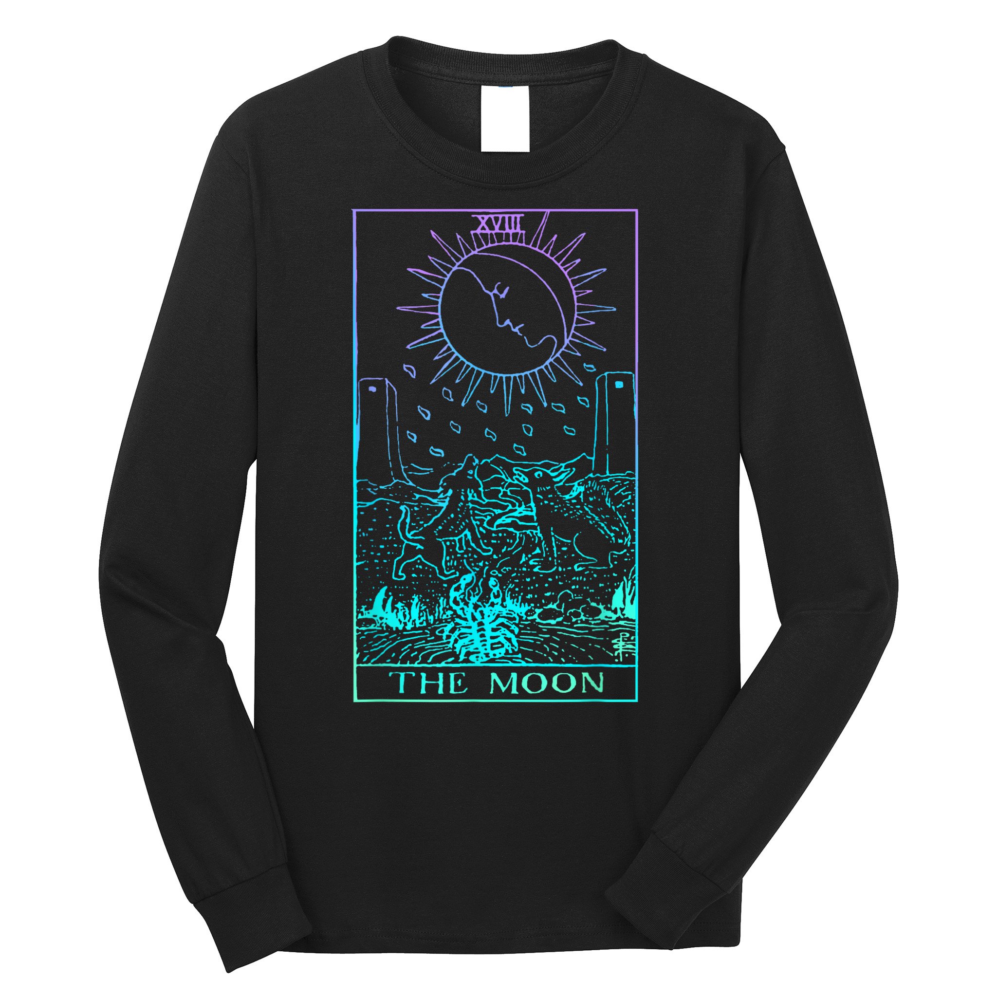 The Moon Tarot Card Rider Waite Witchy Long Sleeve Shirt