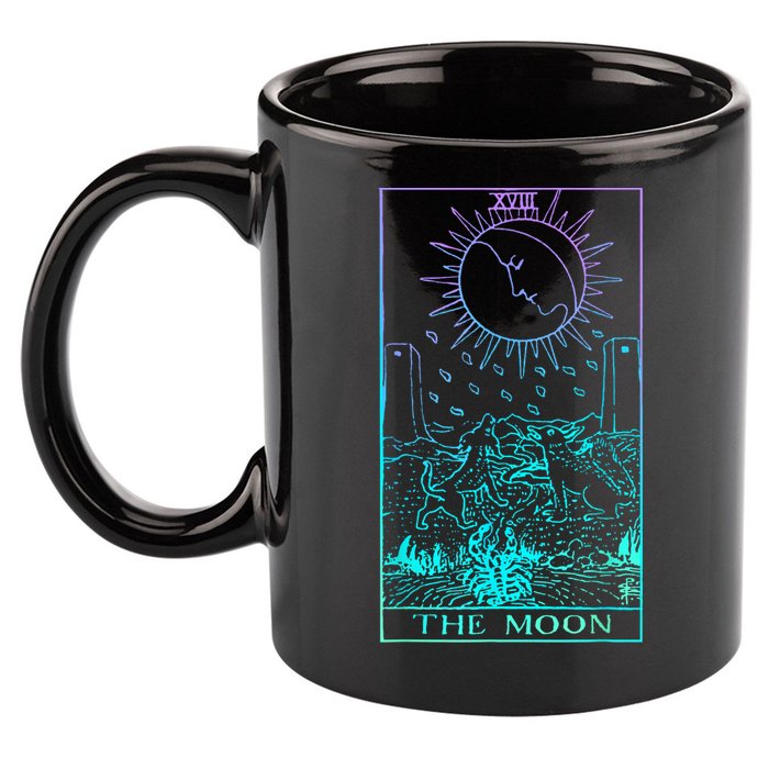 The Moon Tarot Card Rider Waite Witchy 11oz C Handle Ceramic Mug
