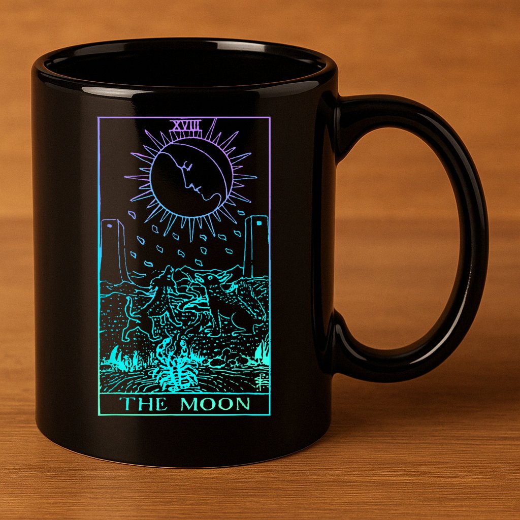 The Moon Tarot Card Rider Waite Witchy 11oz C Handle Ceramic Mug