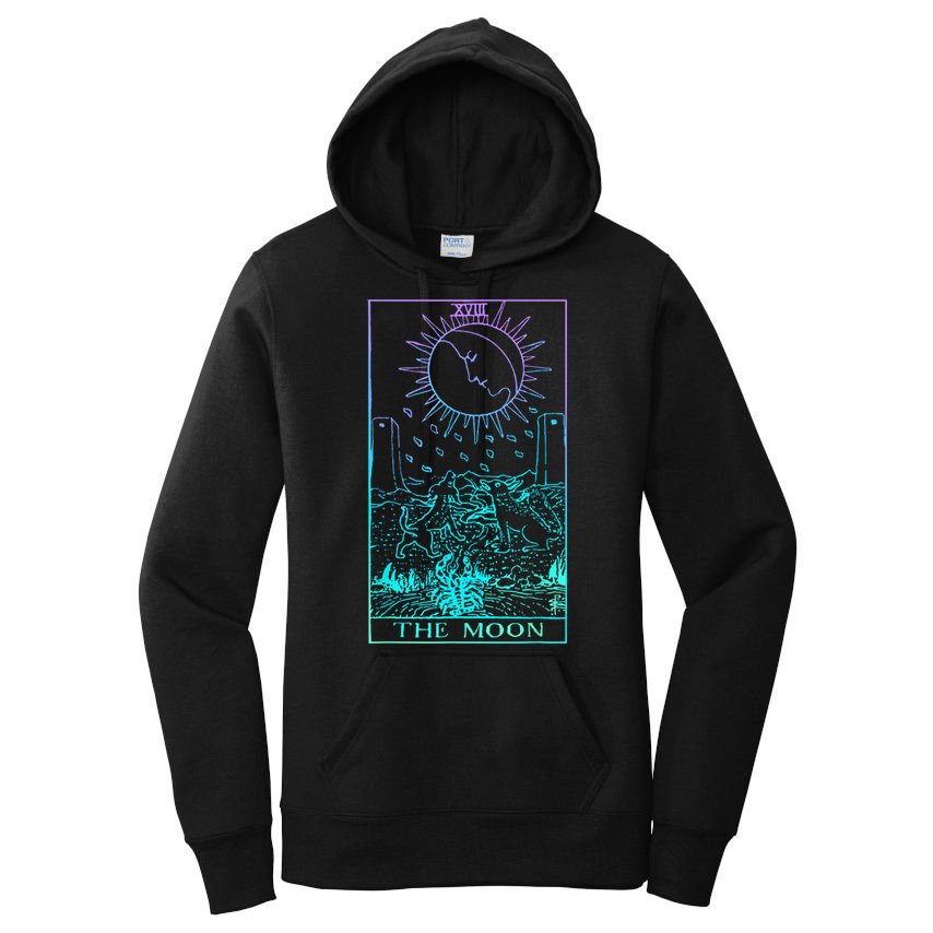 The Moon Tarot Card Rider Waite Witchy Women's Pullover Hoodie
