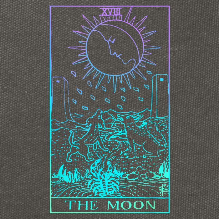 The Moon Tarot Card Rider Waite Witchy Cotton Canvas Backpack