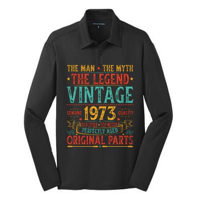 The Man The Myth The Legend Vintage 1973 Silk Touch Performance Long Sleeve Polo