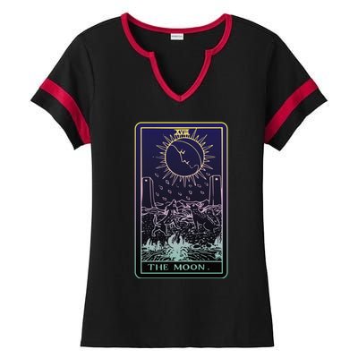 The Moon Tarot Card Witch Aesthetic Witchy Major Arcana Gift Ladies Halftime Notch Neck Tee