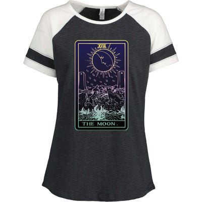 The Moon Tarot Card Witch Aesthetic Witchy Major Arcana Gift Enza Ladies Jersey Colorblock Tee