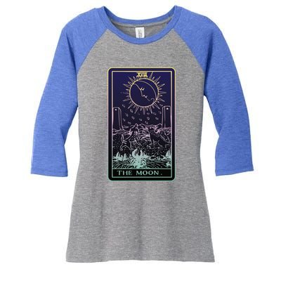 The Moon Tarot Card Witch Aesthetic Witchy Major Arcana Gift Women's Tri-Blend 3/4-Sleeve Raglan Shirt