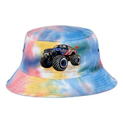 Trumpinator Monster Truck Show Trump USA Flag Tie Dye Newport Bucket Hat