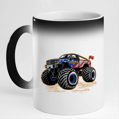 Trumpinator Monster Truck Show Trump USA Flag 11oz Black Color Changing Mug