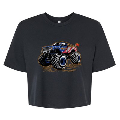 Trumpinator Monster Truck Show Trump USA Flag Bella+Canvas Jersey Crop Tee