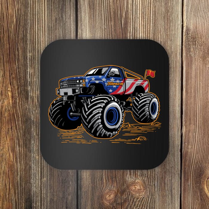 Trumpinator Monster Truck Show Trump USA Flag Coaster