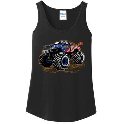 Trumpinator Monster Truck Show Trump USA Flag Ladies Essential Tank