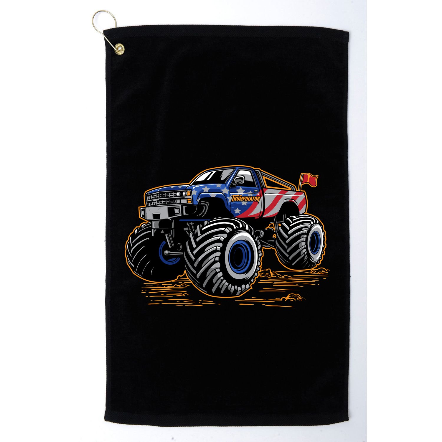Trumpinator Monster Truck Show Trump USA Flag Golf Towel