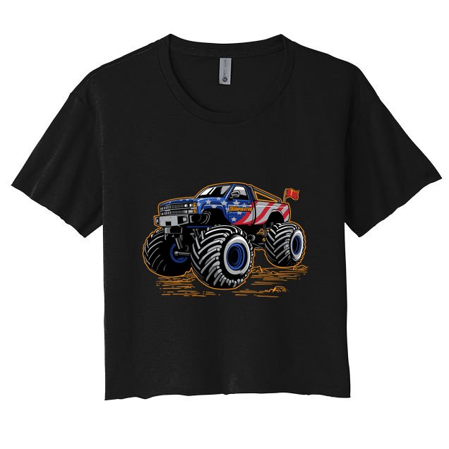 Trumpinator Monster Truck Show Trump USA Flag Crop Top