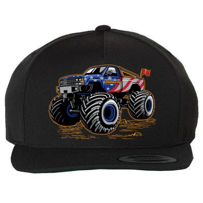 Trumpinator Monster Truck Show Trump USA Flag Wool Snapback Cap