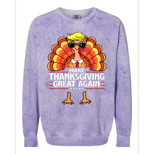 Trump Make Thanksgiving Great Again Funny Turkey Day 2024 Colorblast Crewneck Sweatshirt