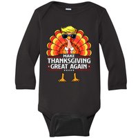 Trump Make Thanksgiving Great Again Funny Turkey Day 2024 Baby Long Sleeve Bodysuit