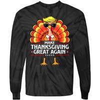 Trump Make Thanksgiving Great Again Funny Turkey Day 2024 Tie-Dye Long Sleeve Shirt