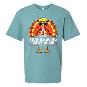 Trump Make Thanksgiving Great Again Funny Turkey Day 2024 Sueded Cloud Jersey T-Shirt