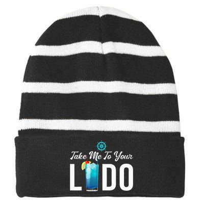 Take Me To Your Lido Cruise Essentials Ship Life Wear Gifts Striped Beanie with Solid Band