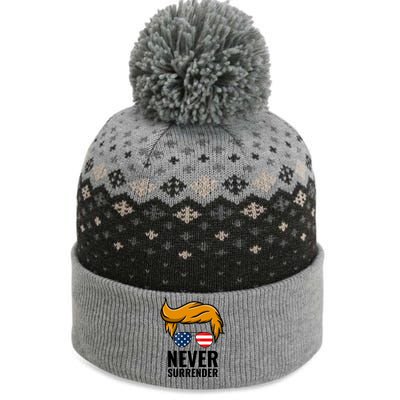 Trump never surrender 2024 Mugshot The Baniff Cuffed Pom Beanie