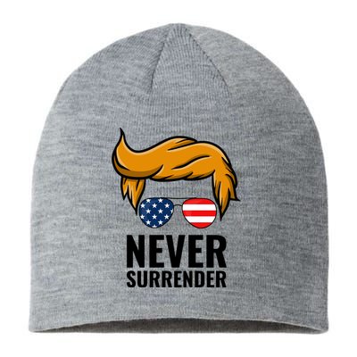 Trump never surrender 2024 Mugshot Sustainable Beanie