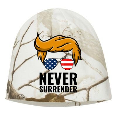 Trump never surrender 2024 Mugshot Kati - Camo Knit Beanie