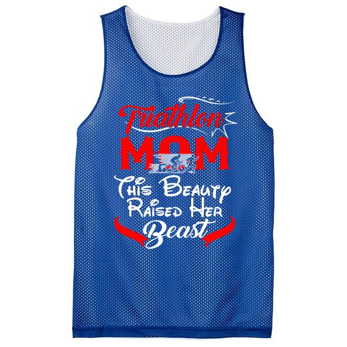 Triathlon Mom This Beauty Raised Her Beast Gift For Mom Gift Mesh Reversible Basketball Jersey Tank