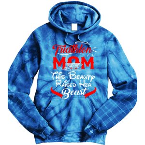 Triathlon Mom This Beauty Raised Her Beast Gift For Mom Gift Tie Dye Hoodie