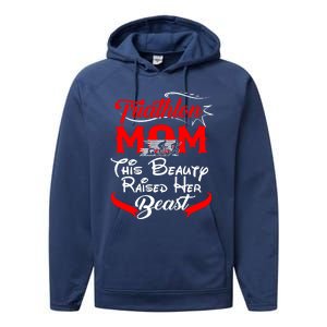 Triathlon Mom This Beauty Raised Her Beast Gift For Mom Gift Performance Fleece Hoodie