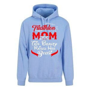 Triathlon Mom This Beauty Raised Her Beast Gift For Mom Gift Unisex Surf Hoodie