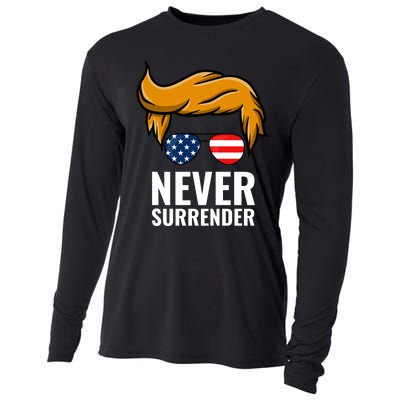 Trump never surrender 2024 Mugshot Cooling Performance Long Sleeve Crew