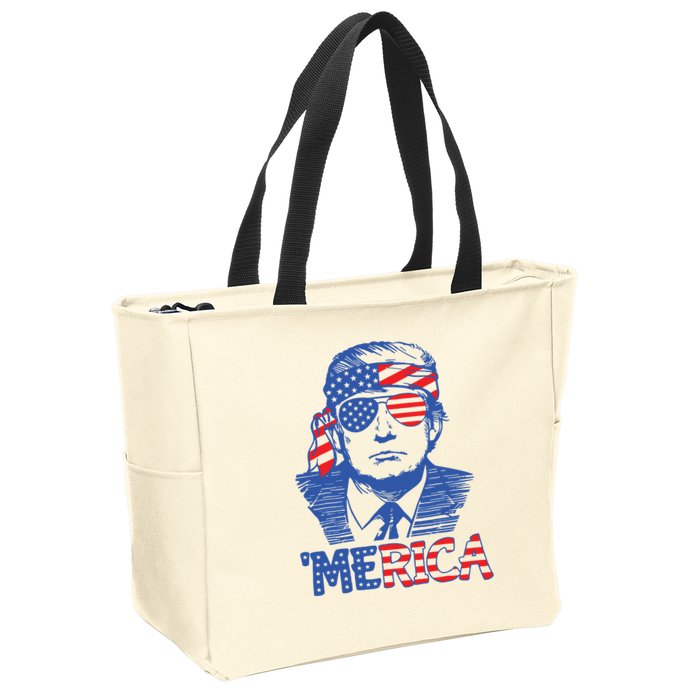 Trump Merica Trump Funny 4th Of July Zip Tote Bag