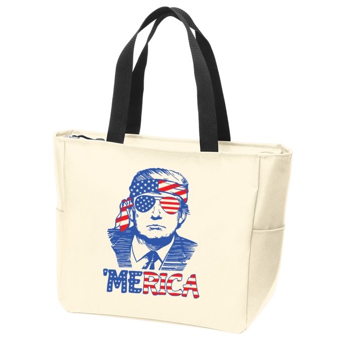 Trump Merica Trump Funny 4th Of July Zip Tote Bag