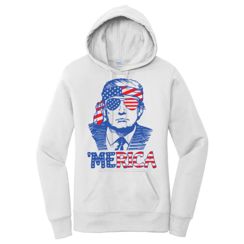 Trump Merica Trump Funny 4th Of July Women's Pullover Hoodie