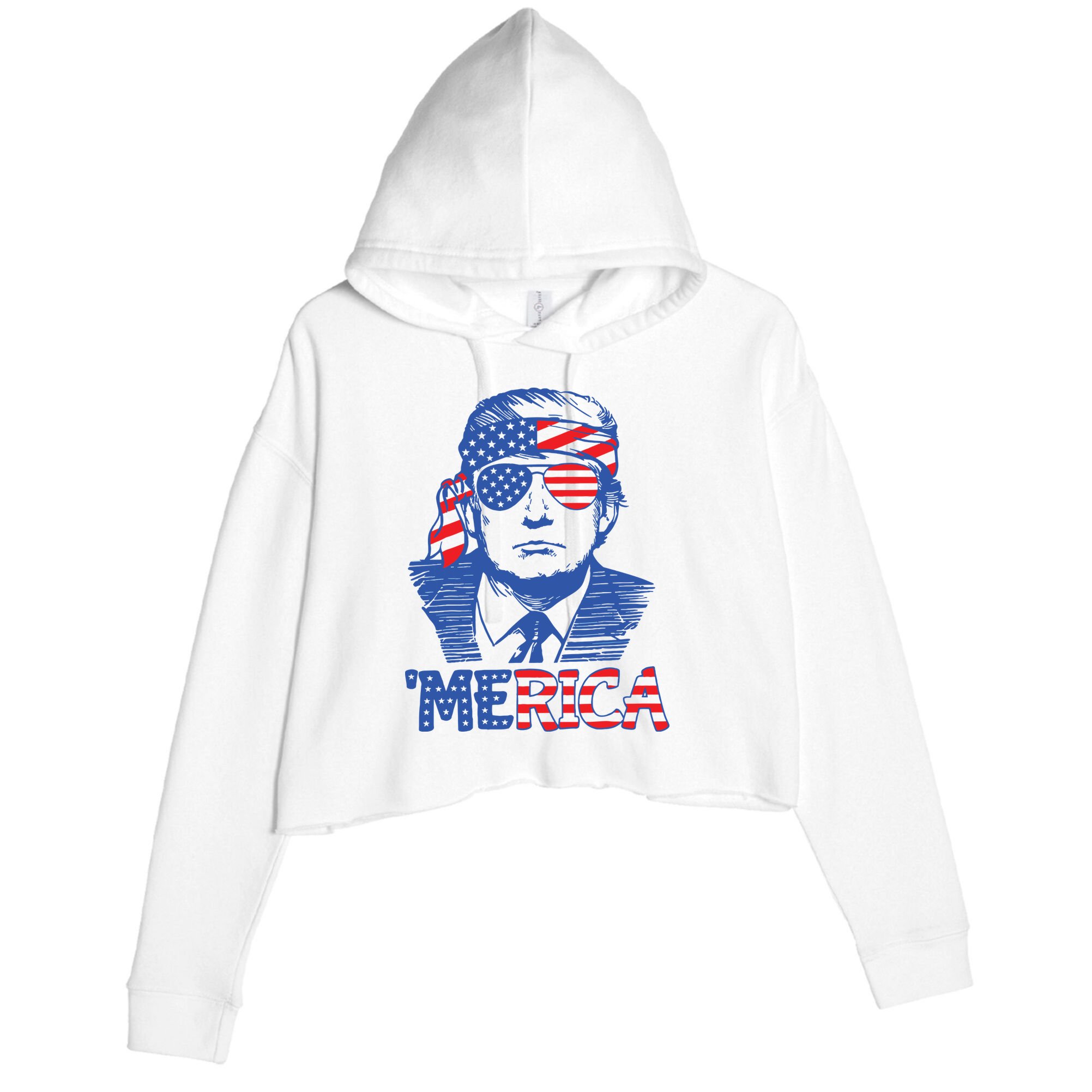 Trump Merica Trump Funny 4th Of July Crop Fleece Hoodie