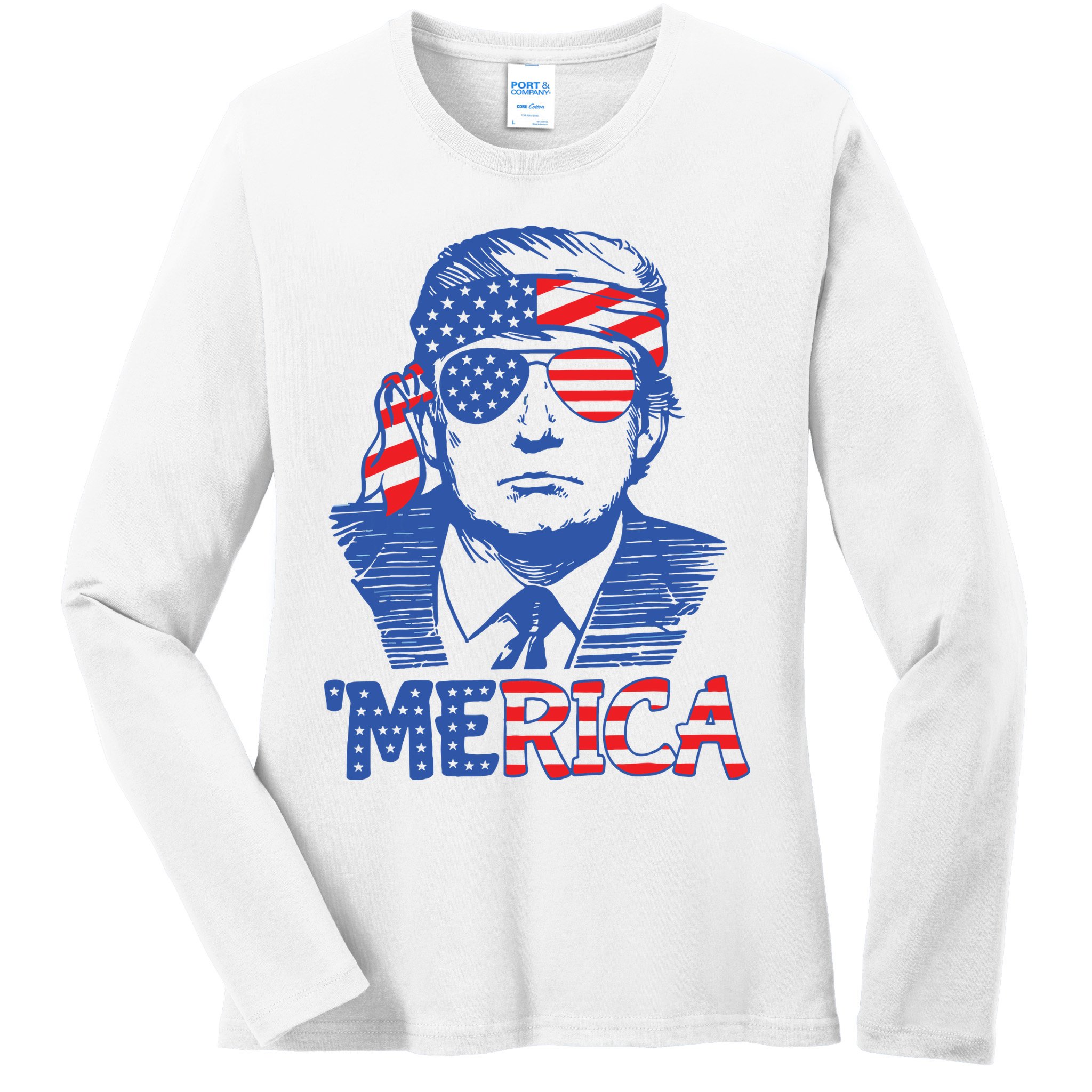Trump Merica Trump Funny 4th Of July Ladies Long Sleeve Shirt