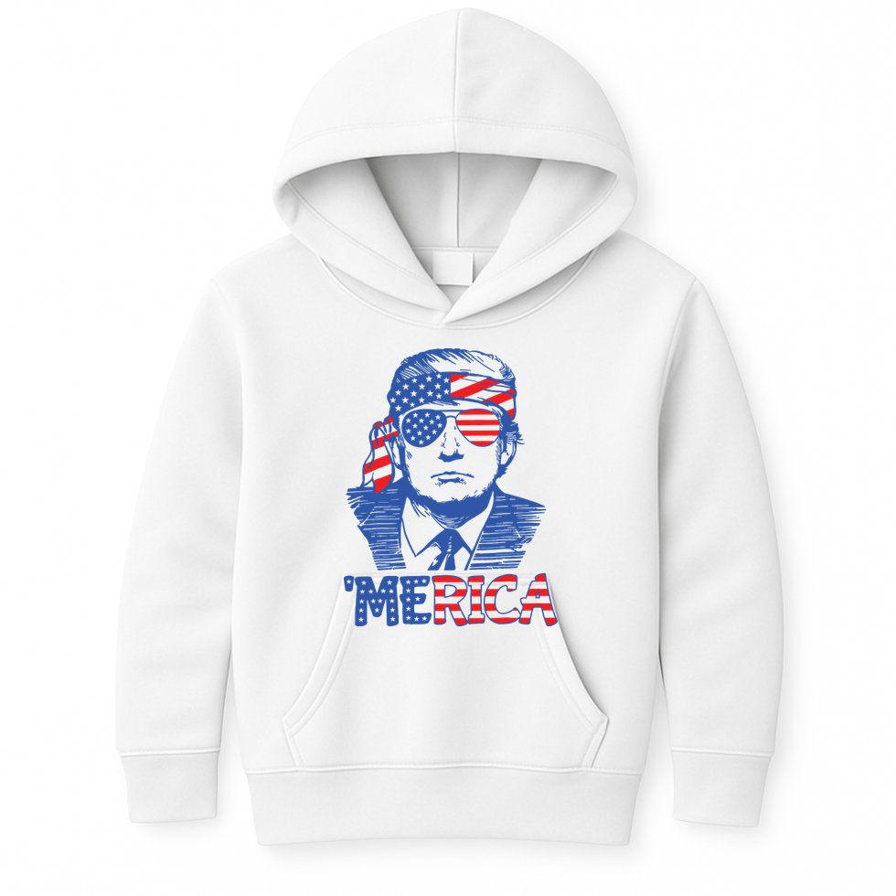 Trump Merica Trump Funny 4th Of July Kids Hoodie