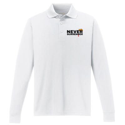 Trump never surrender 2024 Mugshot Performance Long Sleeve Polo