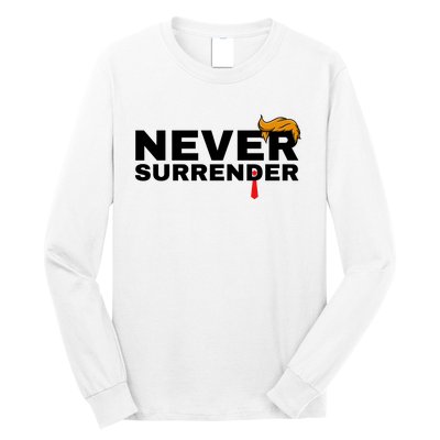 Trump never surrender 2024 Mugshot Long Sleeve Shirt