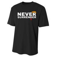 Trump never surrender 2024 Mugshot Performance Sprint T-Shirt