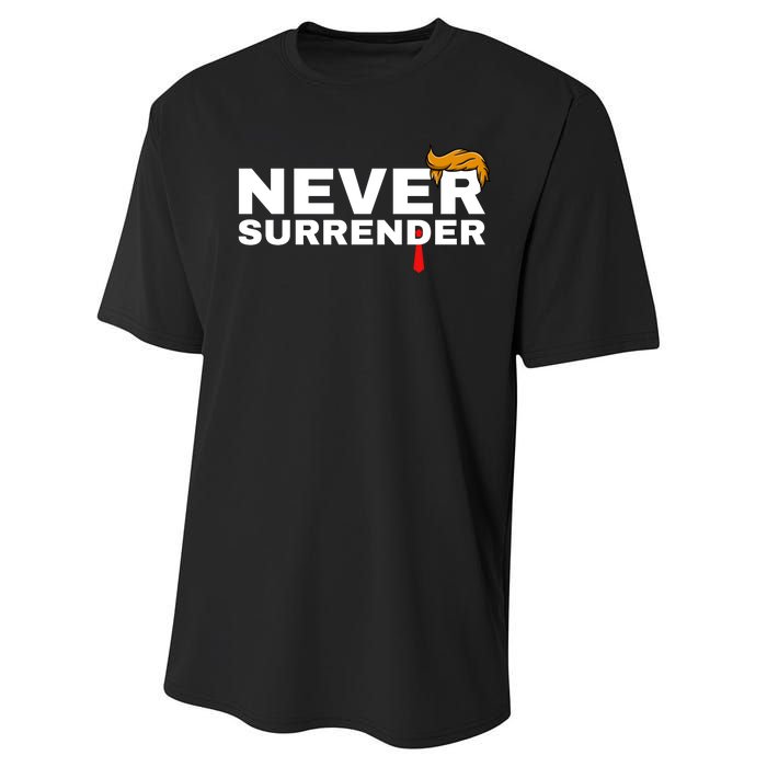 Trump never surrender 2024 Mugshot Performance Sprint T-Shirt