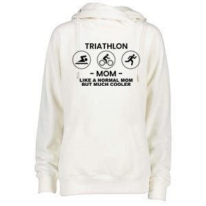 Triathlon Mom Triathlete Athlete Swimming Running Cycling Funny Gift Womens Funnel Neck Pullover Hood