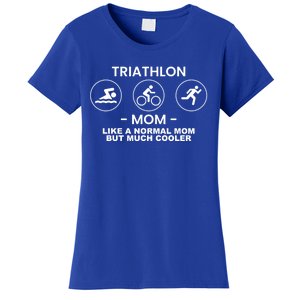 Triathlon Mom Triathlete Athlete Swimming Running Cycling Funny Gift Women's T-Shirt