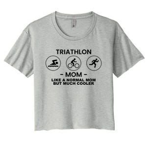 Triathlon Mom Triathlete Athlete Swimming Running Cycling Funny Gift Women's Crop Top Tee