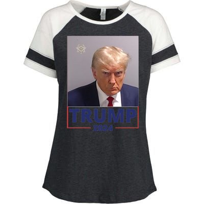 Trump Mugshot Trump 2024 Enza Ladies Jersey Colorblock Tee