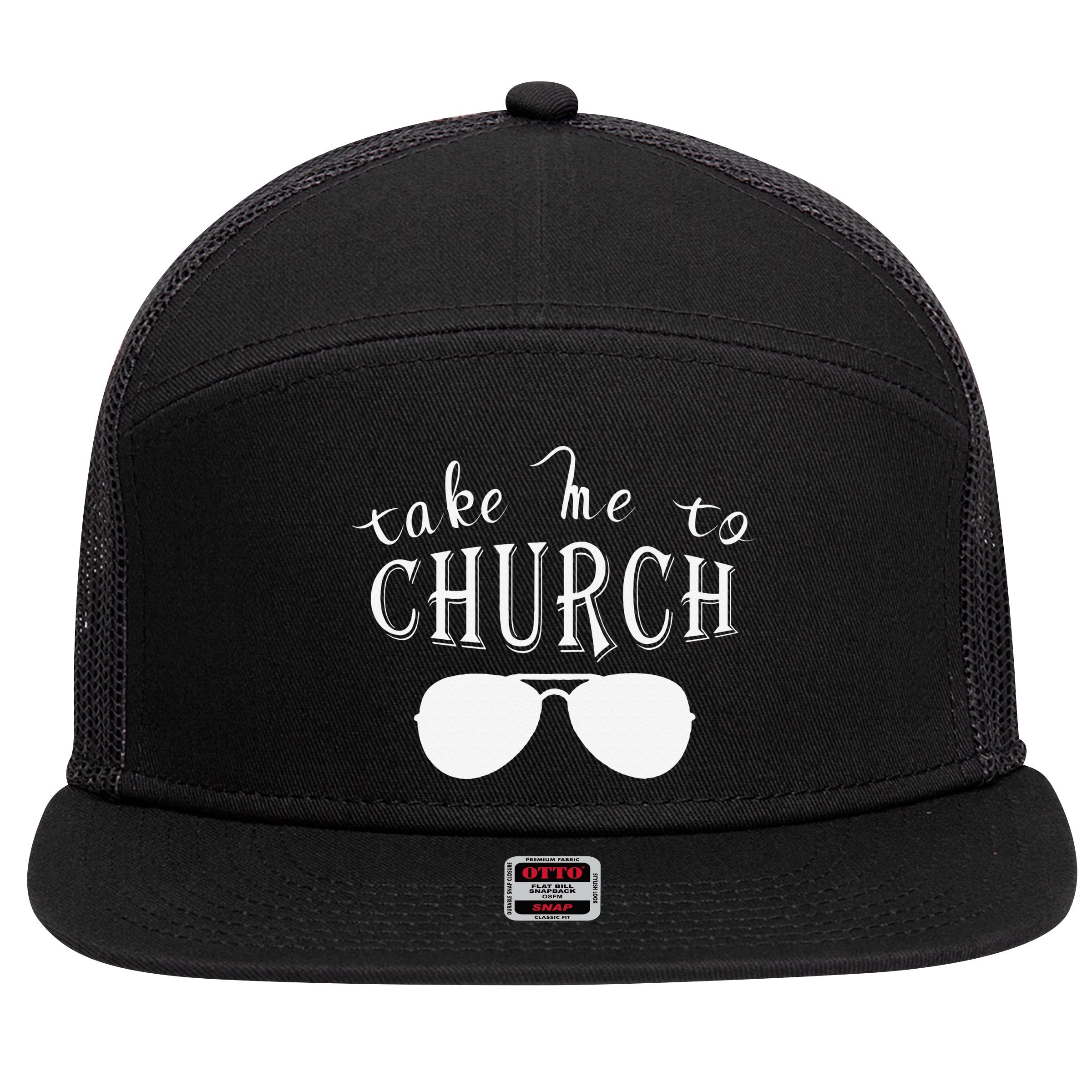 Take Me To The Church Christian Country Concert 7 Panel Mesh Trucker Snapback Hat