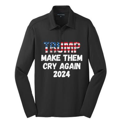 Trump Make Them Cry Again 2024 QuoteCool Elections Silk Touch Performance Long Sleeve Polo