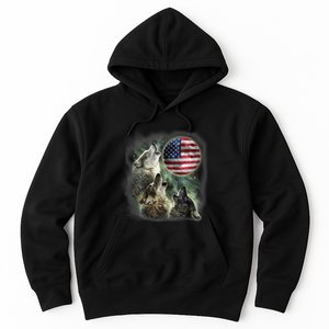 The Mountain Three Wolfs American Flag Moons Hoodie