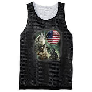 The Mountain Three Wolfs American Flag Moons Mesh Reversible Basketball Jersey Tank