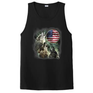 The Mountain Three Wolfs American Flag Moons PosiCharge Competitor Tank